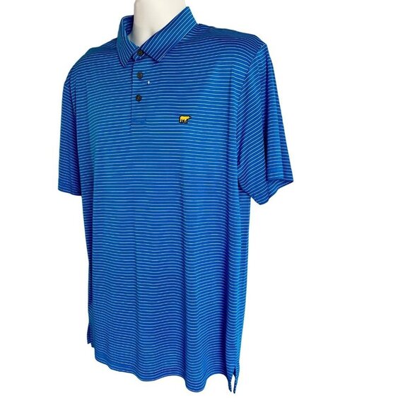Jack Nicklaus Blue White Striped Short Sleeve Polo Shirt Men's Large NEW - Picture 3 of 9
